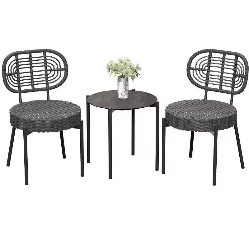 COZONY 3-Piece Wicker Patio Bistro Set, Outdoor Furniture Set with Round Rattan Chairs & Coffee Table, Perfect for Yard, Garden