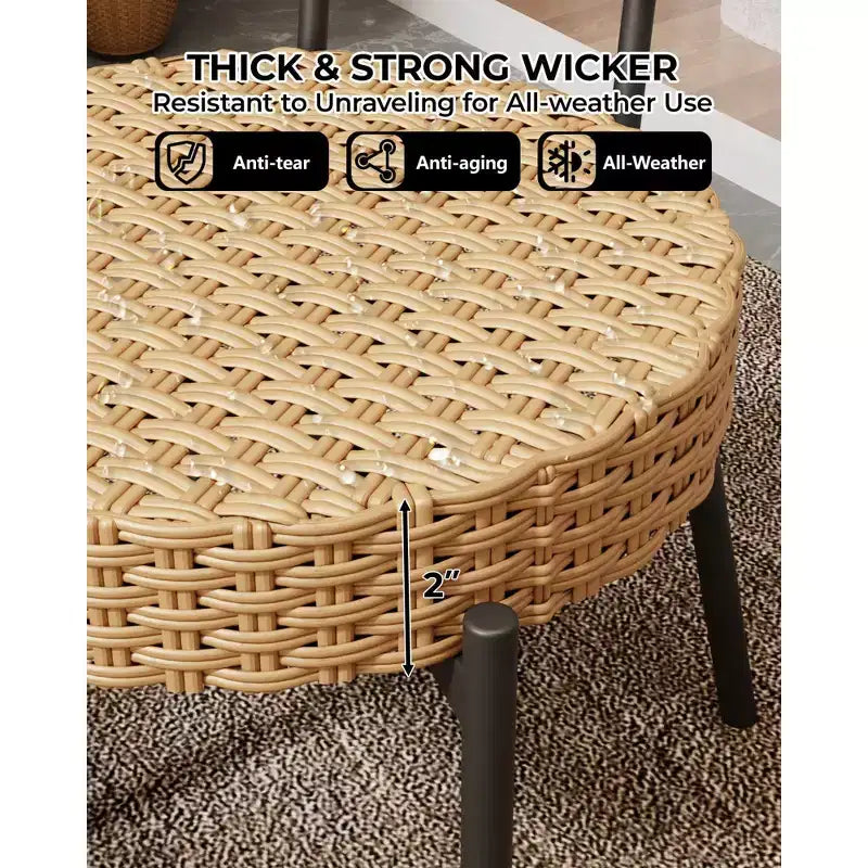 COZONY 3-Piece Wicker Patio Bistro Set, Outdoor Furniture Set with Round Rattan Chairs & Coffee Table, Perfect for Yard, Garden