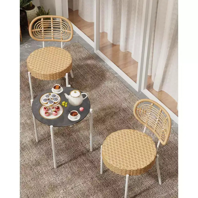 COZONY 3-Piece Wicker Patio Bistro Set, Outdoor Furniture Set with Round Rattan Chairs & Coffee Table, Perfect for Yard, Garden