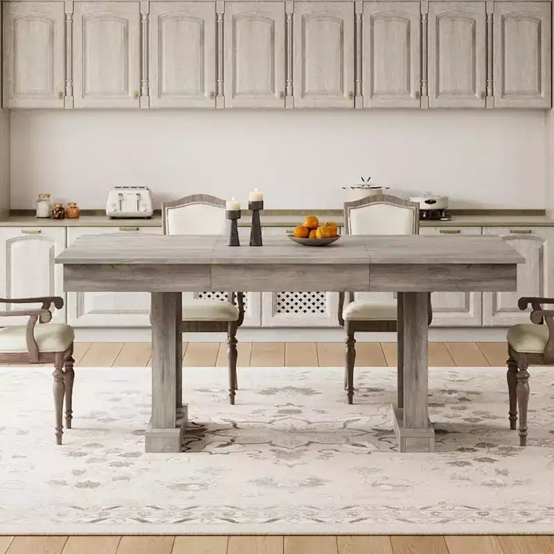 COZONY 71 Dining Table for 8 with Two Drawers, Large Rectangular Kitchen Table with Double Pedestal