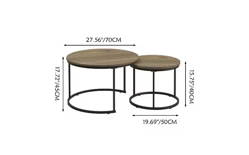 TUYOHW 2-Piece Marbling Nesting Coffee Table Set, Space-Saving Center Table for Living Room, Round Coffee Table Wood Marble Pattern Top