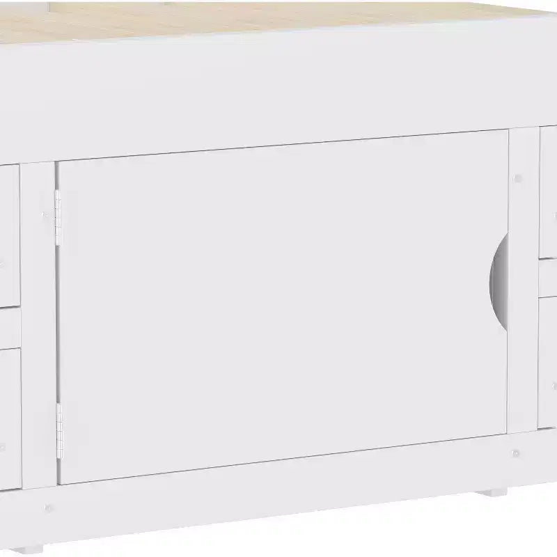 Twin Size Captain Platform Bed Frame with Storage Bookcase Headboard & 4 Drawers, No Box Spring Needed - ModernLuxe