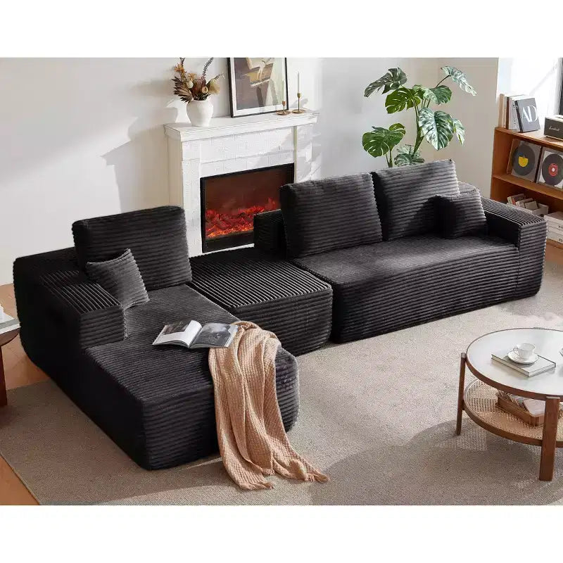 105.7Cloud Sectional Sofa,U-Shaped Chaise,Deep Seat,Plush Fabric,No Assembly