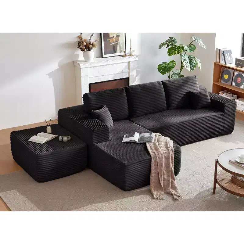 105.7Cloud Sectional Sofa,U-Shaped Chaise,Deep Seat,Plush Fabric,No Assembly