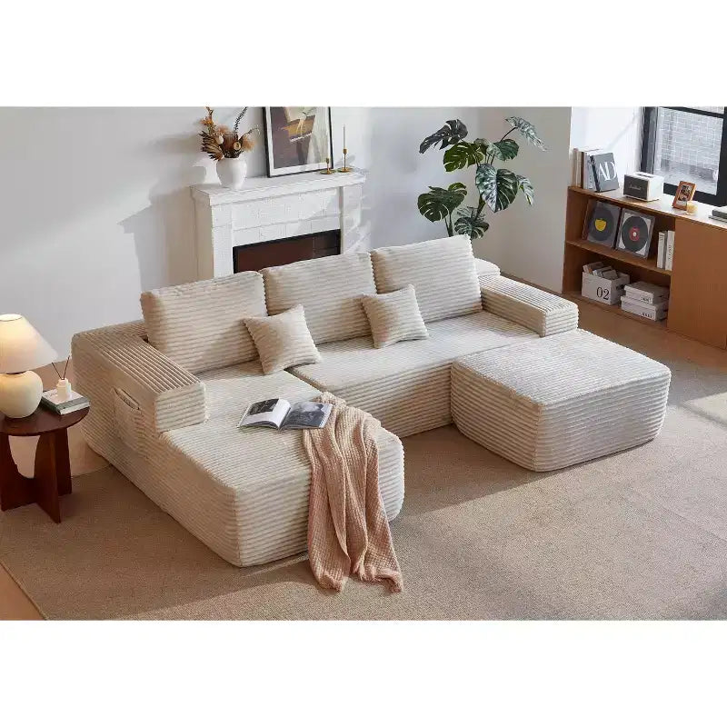 105.7Cloud Sectional Sofa,U-Shaped Chaise,Deep Seat,Plush Fabric,No Assembly