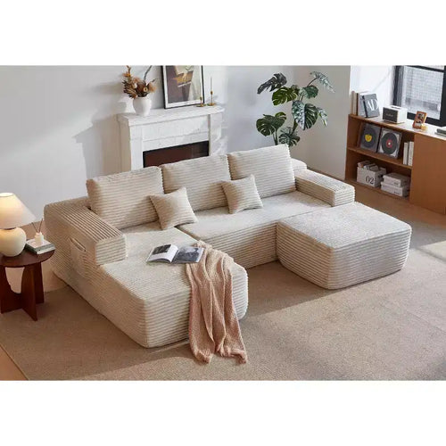 105.7Cloud Sectional Sofa,U-Shaped Chaise,Deep Seat,Plush Fabric,No Assembly