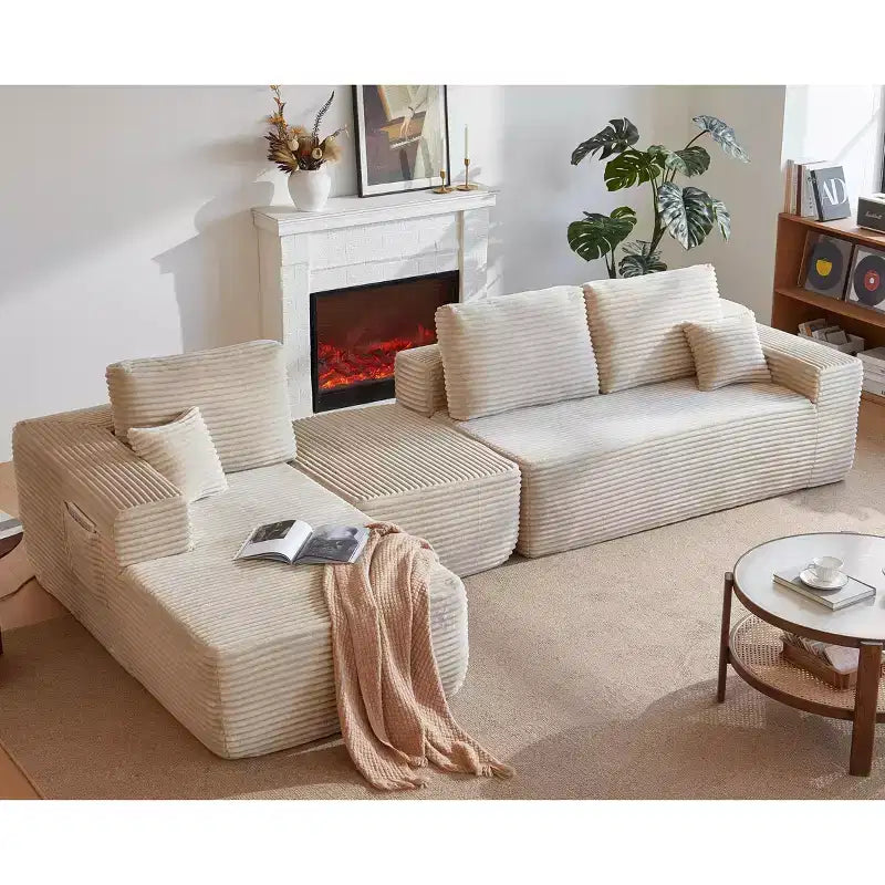 105.7Cloud Sectional Sofa,U-Shaped Chaise,Deep Seat,Plush Fabric,No Assembly