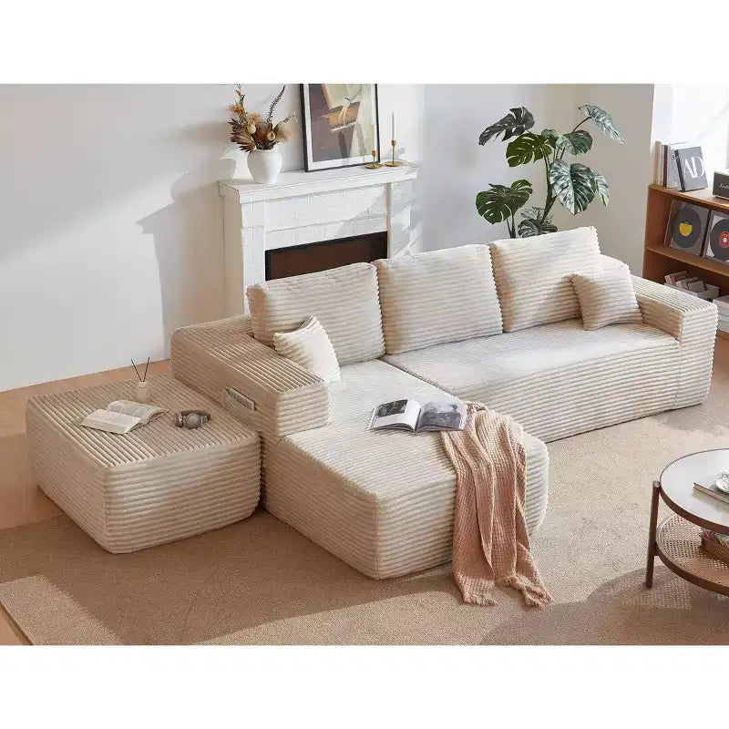 105.7Cloud Sectional Sofa,U-Shaped Chaise,Deep Seat,Plush Fabric,No Assembly