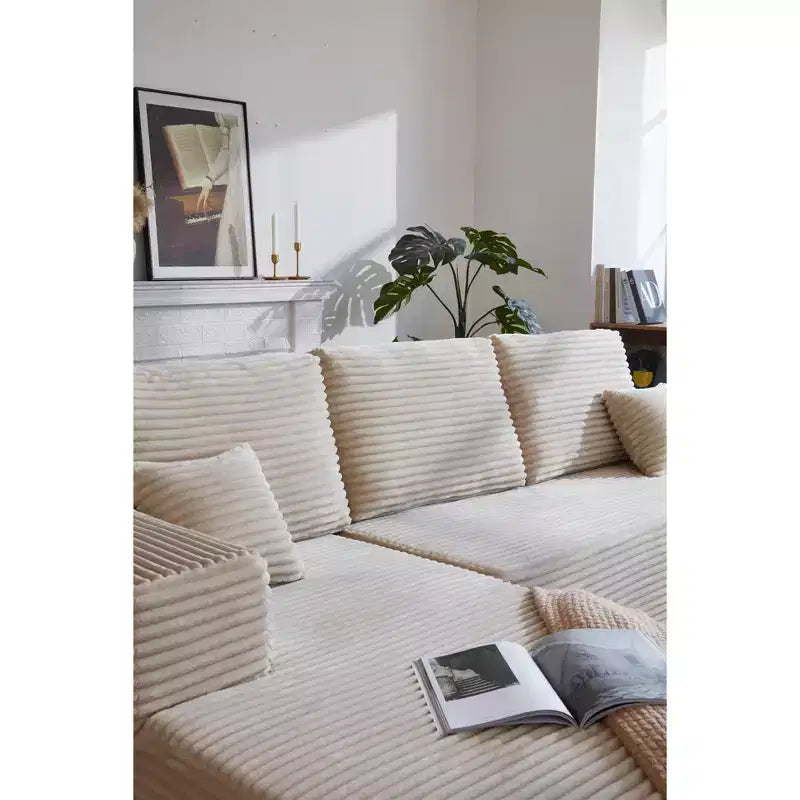 105.7Cloud Sectional Sofa,U-Shaped Chaise,Deep Seat,Plush Fabric,No Assembly