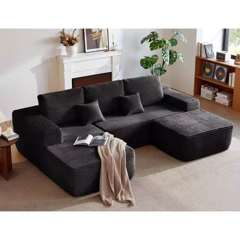 105.7Cloud Sectional Sofa,U-Shaped Chaise,Deep Seat,Plush Fabric,No Assembly