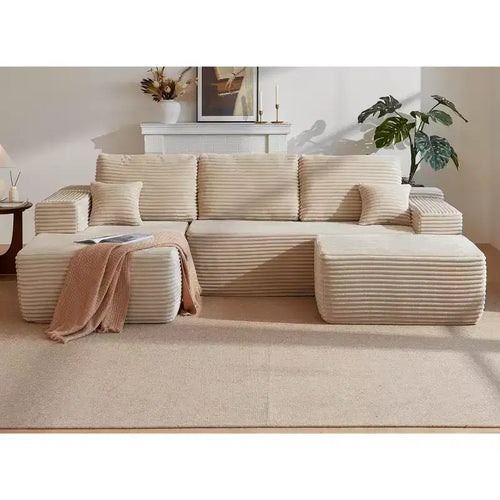 105.7Cloud Sectional Sofa,U-Shaped Chaise,Deep Seat,Plush Fabric,No Assembly