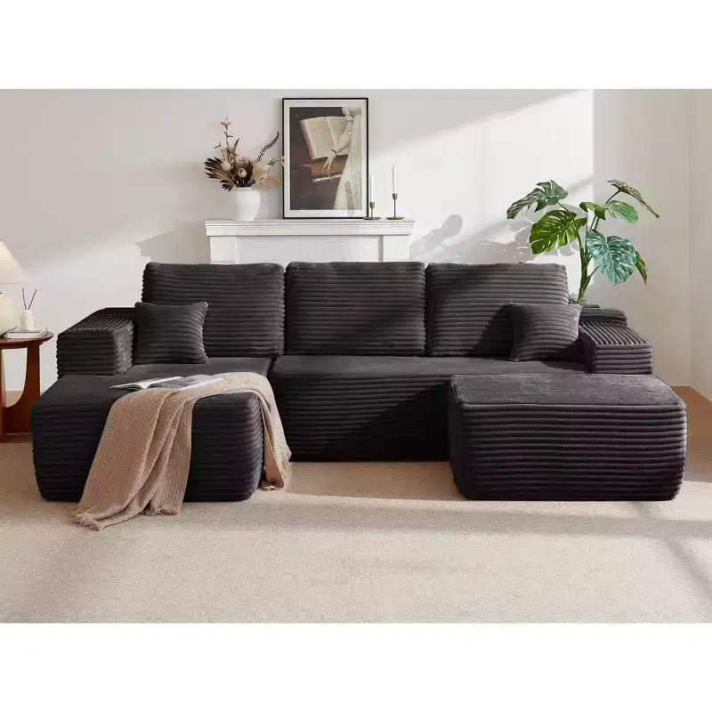 105.7Cloud Sectional Sofa,U-Shaped Chaise,Deep Seat,Plush Fabric,No Assembly