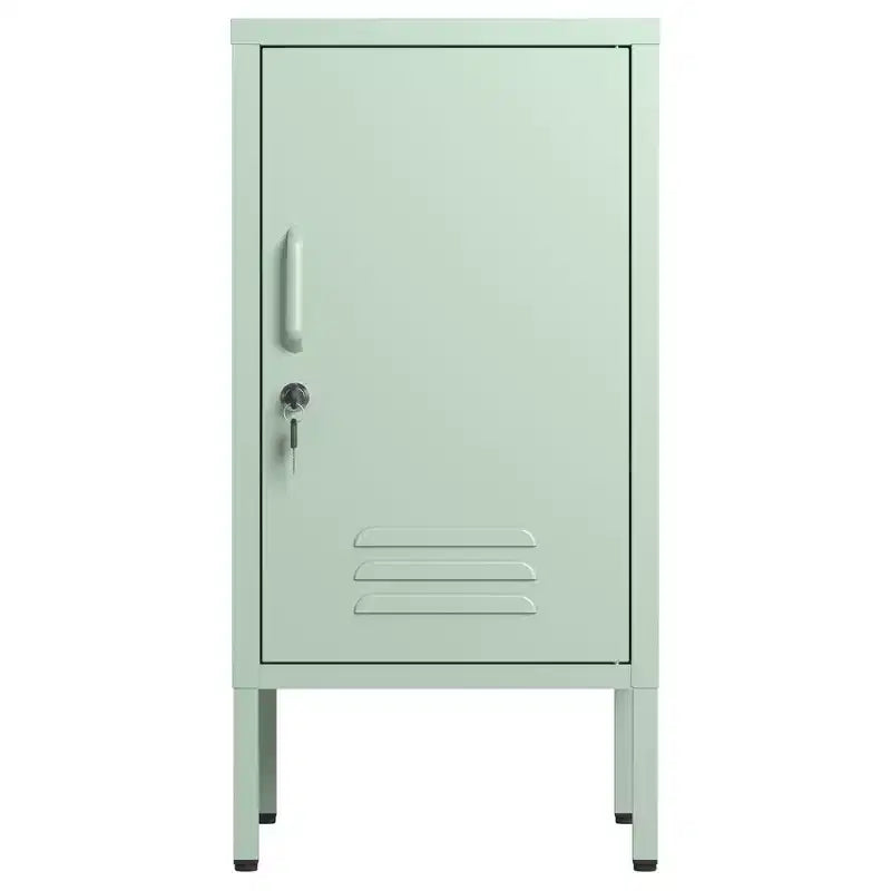 COZONY Single Door Metal End Table, Lockable Storage Cabinet w/ Adjustable Shelf for Living Room & Bedroom