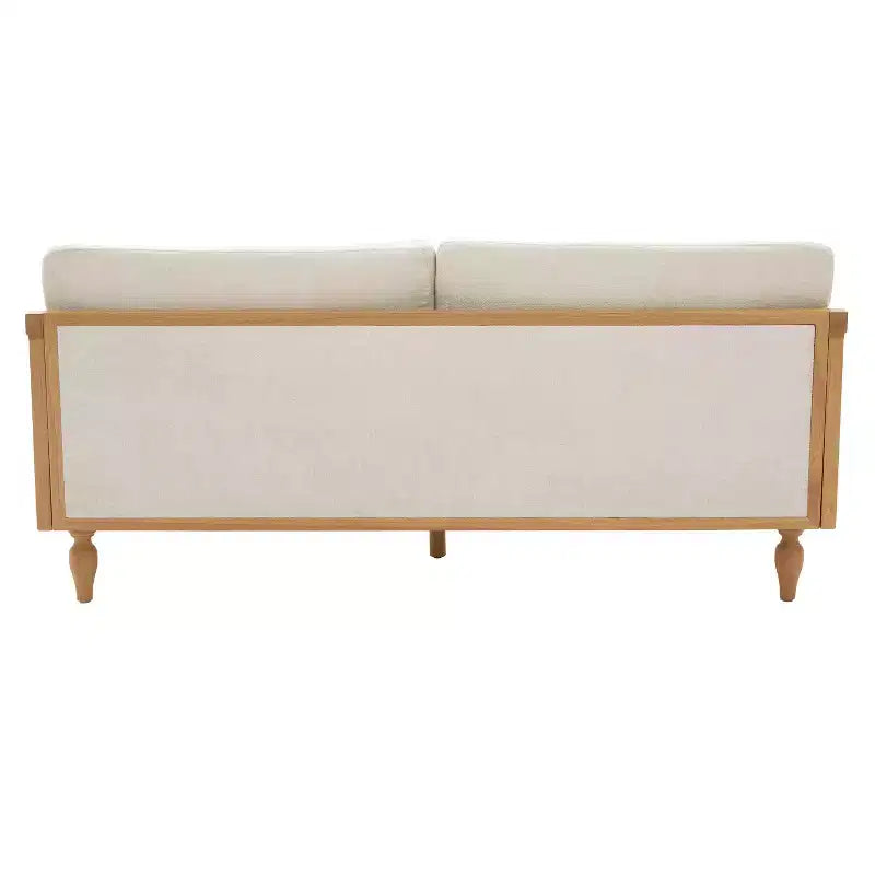 Upholstered Loveseat 2-Seat Sofa Couch Lounge Sofa with Solid Wood Frame & Ergonomic Curved Rattan Armrest, Chenille - ModernLuxe