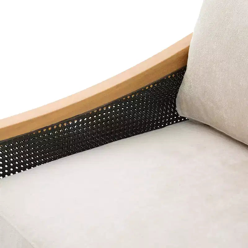 Upholstered Loveseat 2-Seat Sofa Couch Lounge Sofa with Solid Wood Frame & Ergonomic Curved Rattan Armrest, Chenille - ModernLuxe