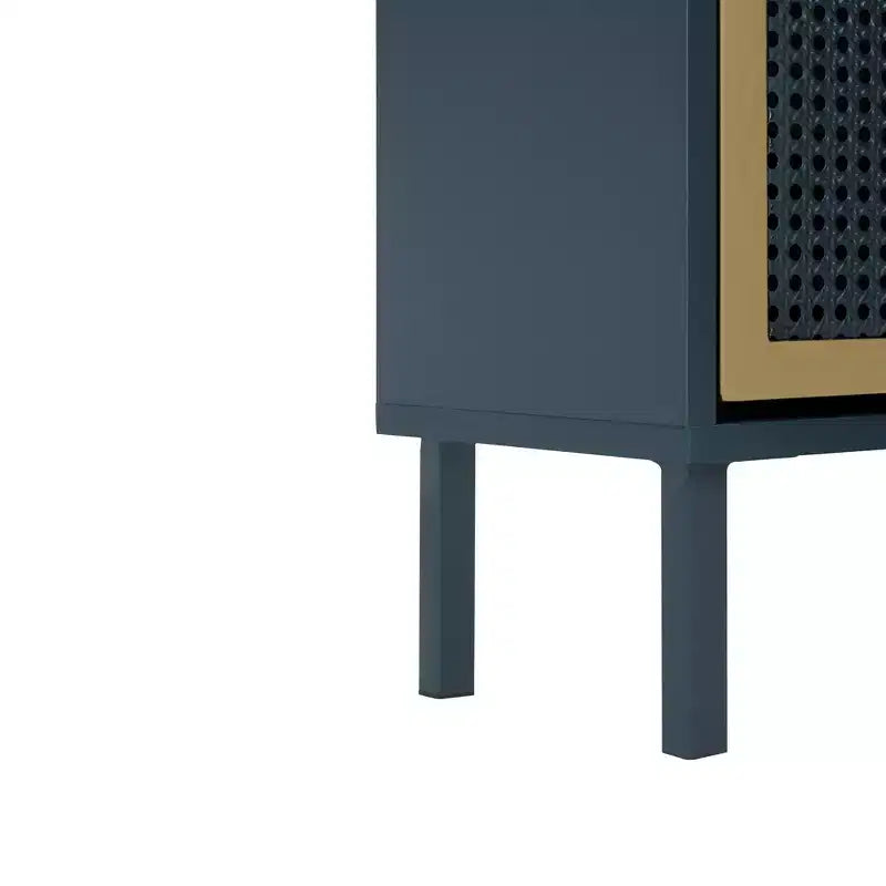GDFStudio Julia Modern Wooden Shoe Rack with 3 Honeycomb Metal Tilt-Out Doors