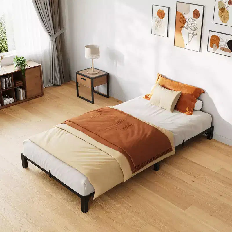 6-Inch Heavy-Duty Metal Bed Frame  Low-Profile Platform with Noise-Free Steel Support, No Box Spring Needed, Easy Tool-Free Assembly