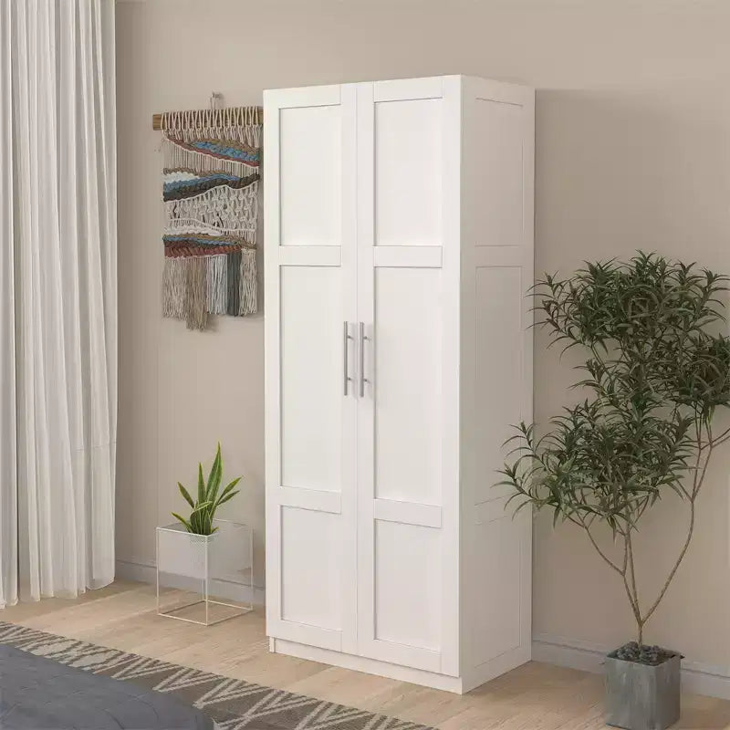 Armoire Haute 2 Portes, Armoire de Rangement Contemporaine avec Étagères, Armoire et Dressing Autonomes pour Chambre à Coucher
