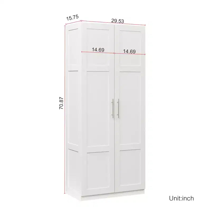 Armoire Haute 2 Portes, Armoire de Rangement Contemporaine avec Étagères, Armoire et Dressing Autonomes pour Chambre à Coucher