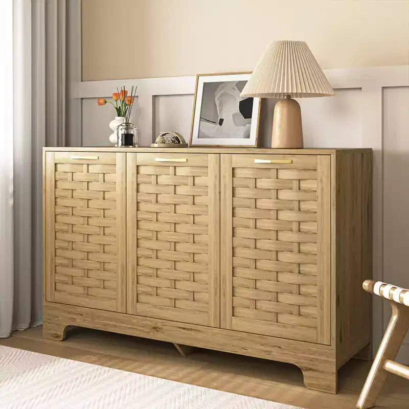 Accent Buffet Cabinet, Anti-Tip Sideboard Storage Cabinet with Adjustable Shelf and 3 Doors for Hallway, Entryway, Dining Room, Living Room
