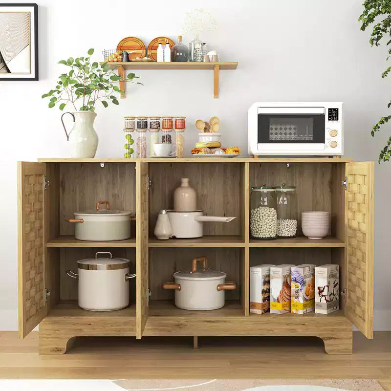 Accent Buffet Cabinet, Anti-Tip Sideboard Storage Cabinet with Adjustable Shelf and 3 Doors for Hallway, Entryway, Dining Room, Living Room