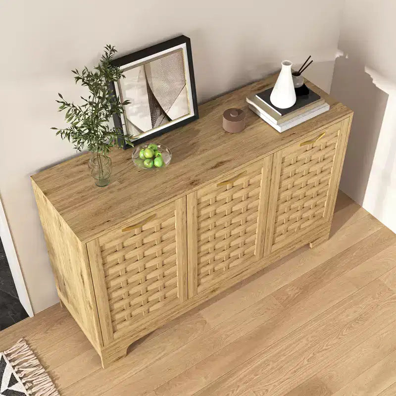 Accent Buffet Cabinet, Anti-Tip Sideboard Storage Cabinet with Adjustable Shelf and 3 Doors for Hallway, Entryway, Dining Room, Living Room