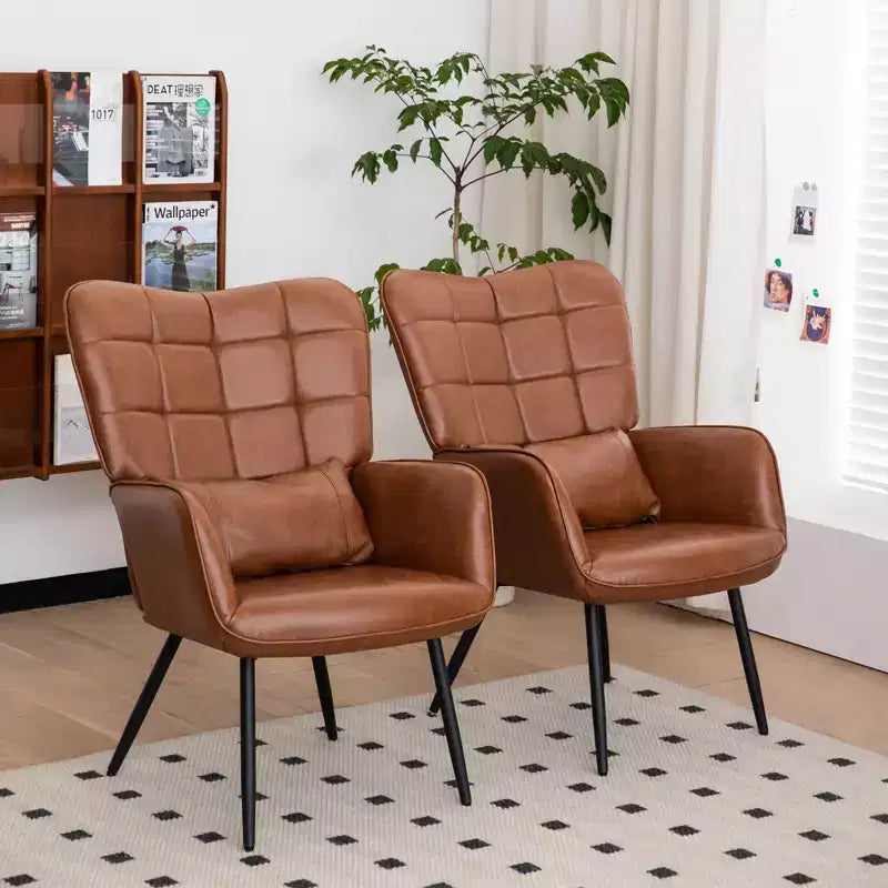 White High-Back Bonded Leather Chair, Metal Legs, for Home & Office