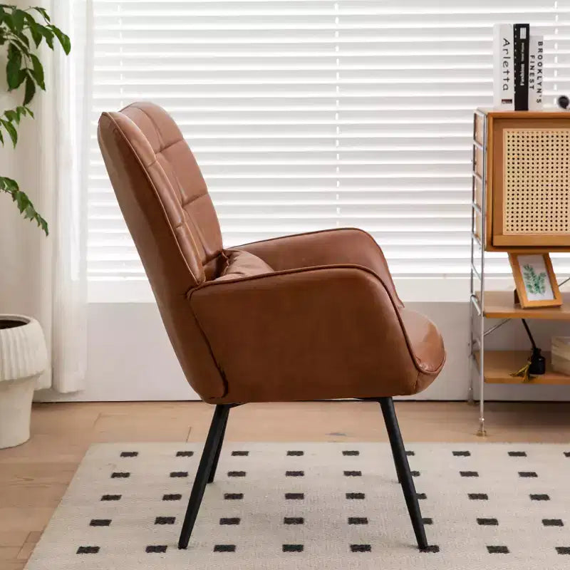 White High-Back Bonded Leather Chair, Metal Legs, for Home & Office