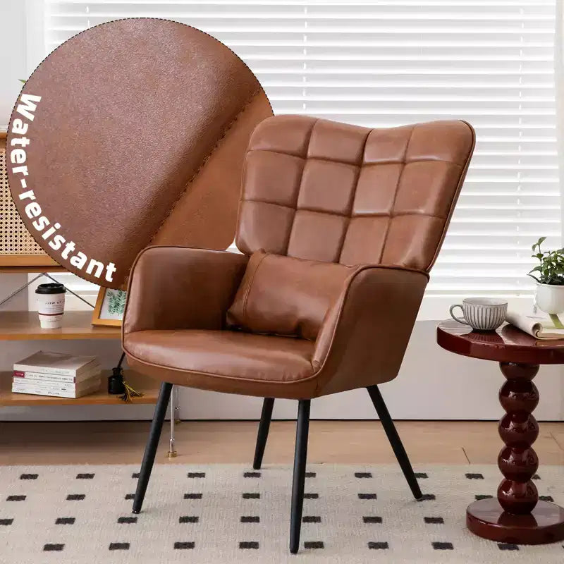 White High-Back Bonded Leather Chair, Metal Legs, for Home & Office