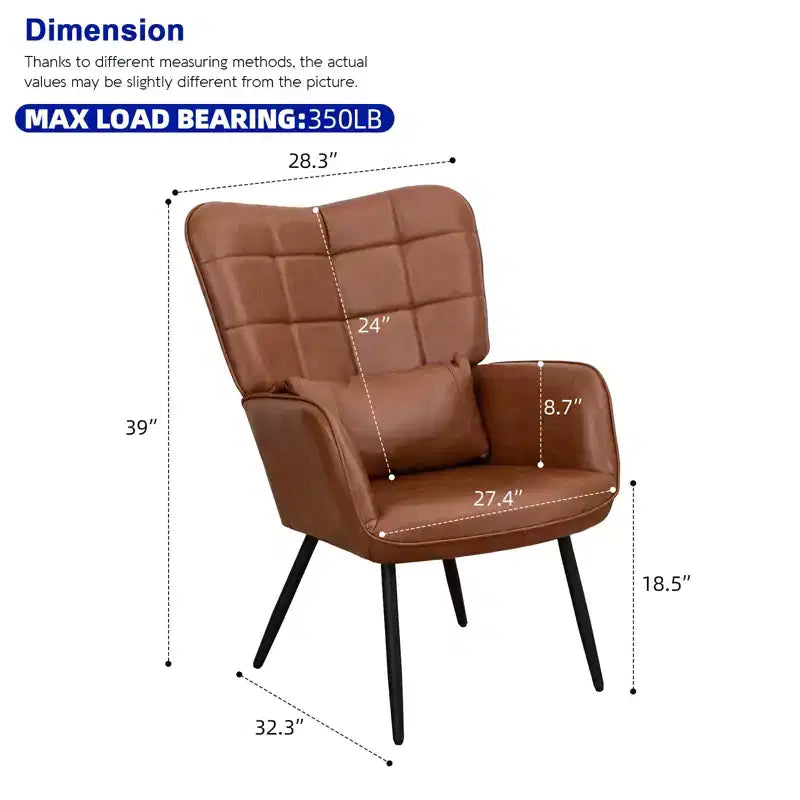 White High-Back Bonded Leather Chair, Metal Legs, for Home & Office