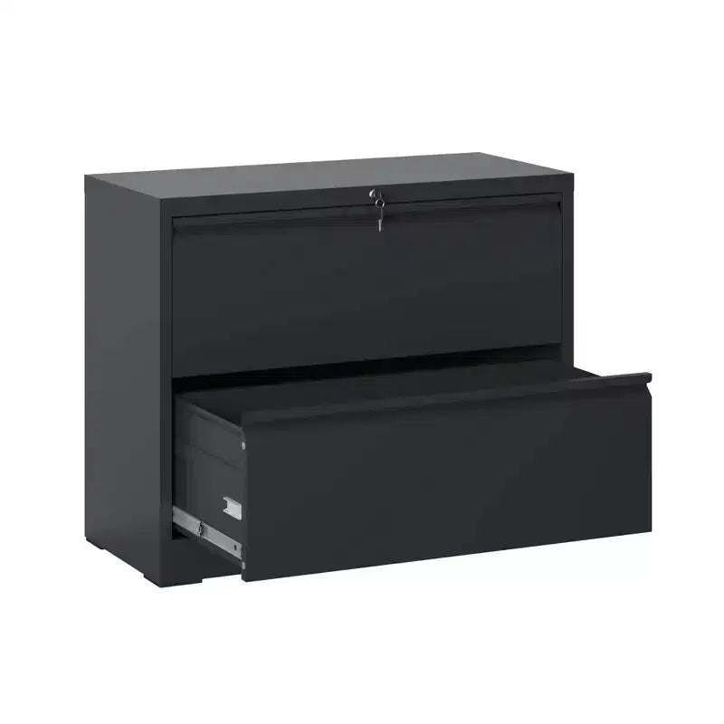 VIYET 28 2-Drawer Lateral File Cabinet with Lock - Heavy-Duty Steel Storage for Letter/Legal/A4/F4, 110lbs Per Drawer, Under Desk Design, Black