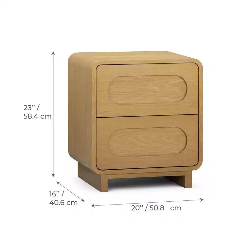 Teamson Home Tenley Modern 2-Drawer Wood Nightstand with Push-Open Design