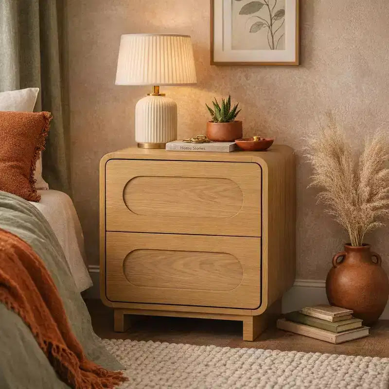 Teamson Home Tenley Modern 2-Drawer Wood Nightstand with Push-Open Design
