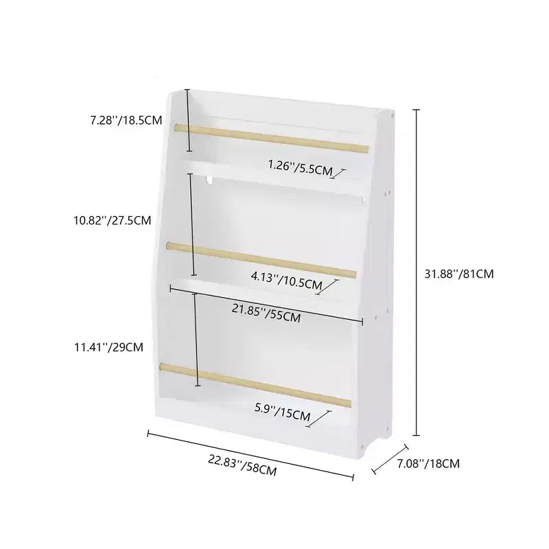 3 Tier Kids Bookshelf, Baby Book Rack Storage Organizer for Playroom Bedroom Nursery