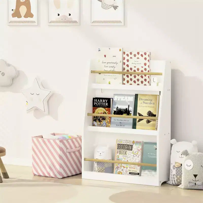 3 Tier Kids Bookshelf, Baby Book Rack Storage Organizer for Playroom Bedroom Nursery