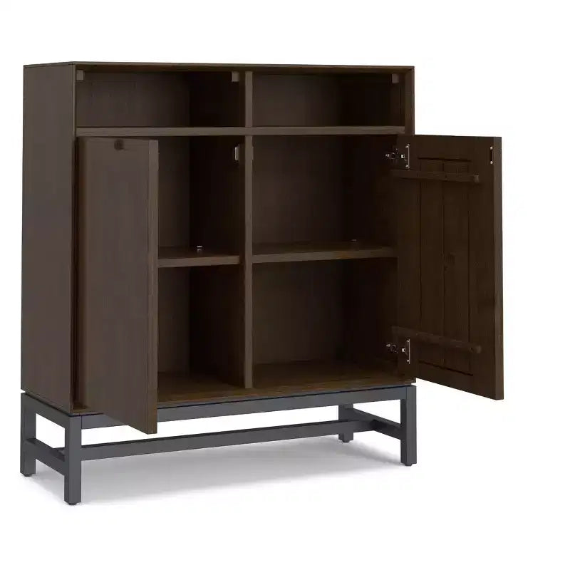 Devlin SOLID HARDWOOD 36 inch Wide Modern Industrial Entryway Storage Cabinet