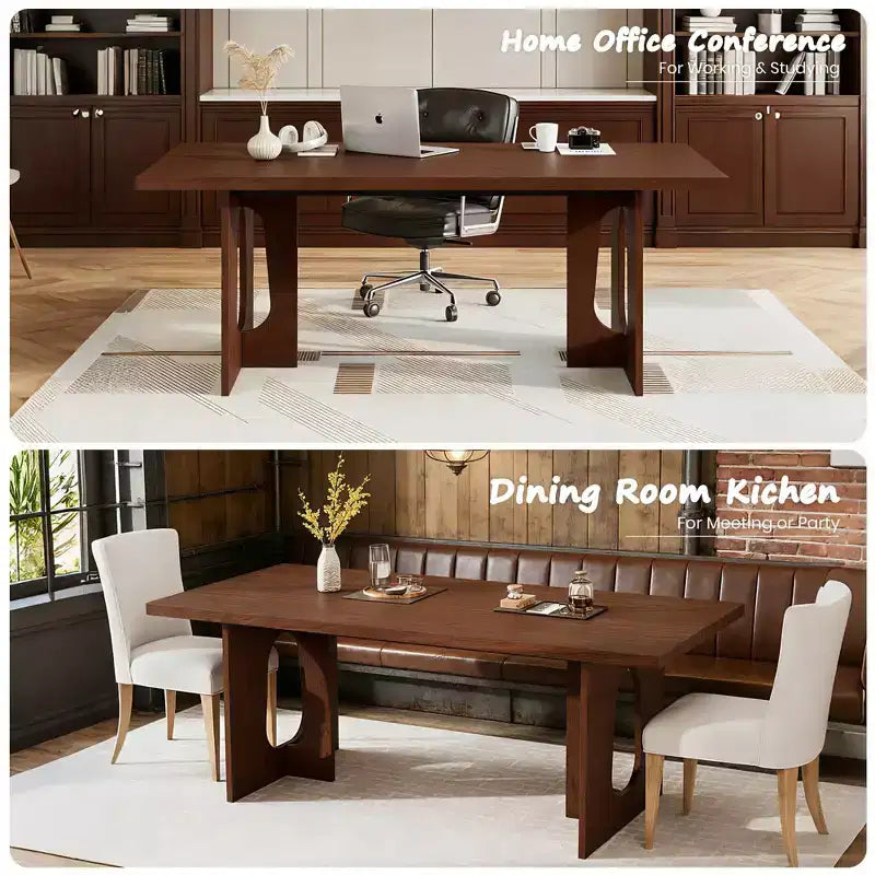COZONY 70 Rectangular Dining Table for 6-8 People - Modern Long Kitchen Table with Heavy Duty Pedestal Legs, Large Dinner Eating Table