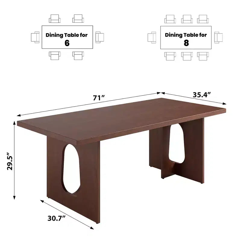 COZONY 70 Rectangular Dining Table for 6-8 People - Modern Long Kitchen Table with Heavy Duty Pedestal Legs, Large Dinner Eating Table