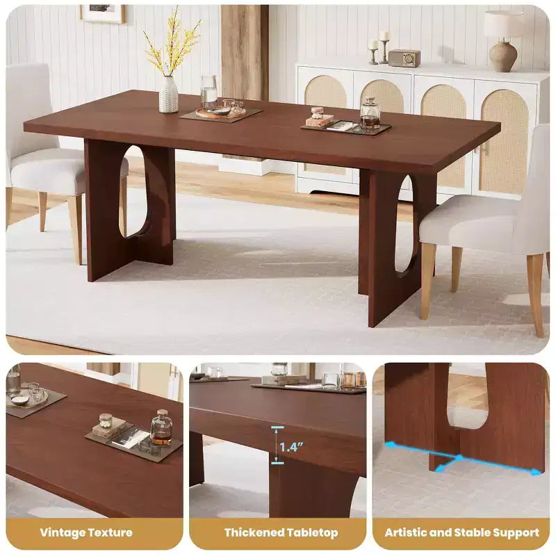 COZONY 70 Rectangular Dining Table for 6-8 People - Modern Long Kitchen Table with Heavy Duty Pedestal Legs, Large Dinner Eating Table