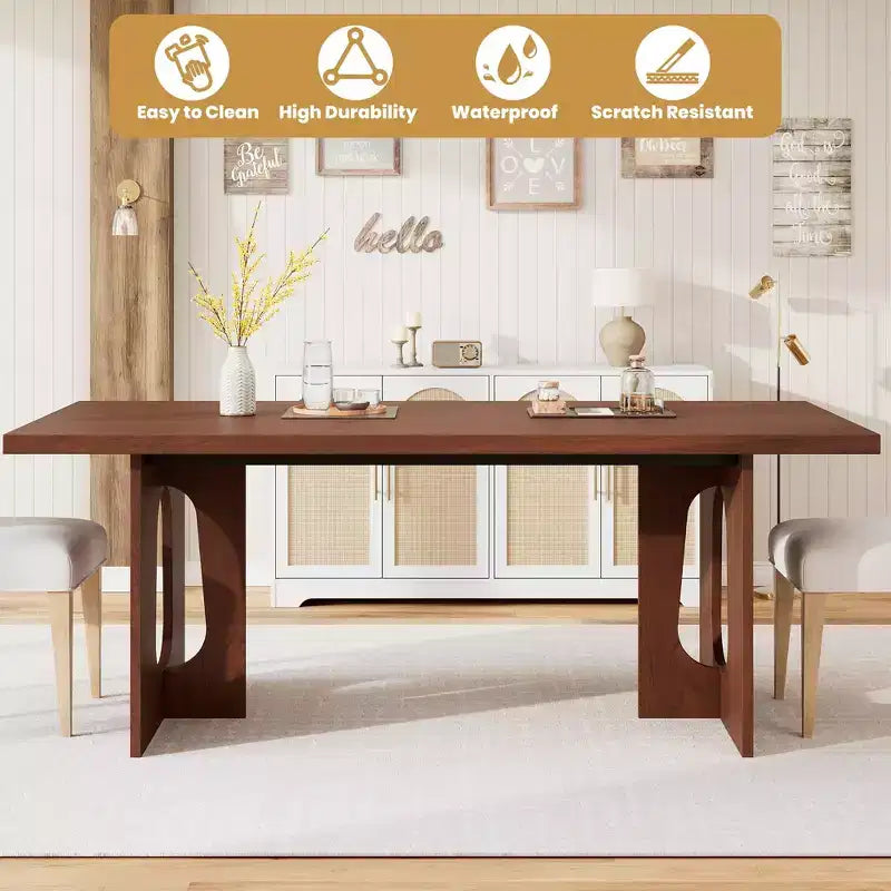 COZONY 70 Rectangular Dining Table for 6-8 People - Modern Long Kitchen Table with Heavy Duty Pedestal Legs, Large Dinner Eating Table