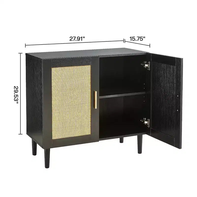 Buffet Cabinet with Storage, Rattan Storage Cabinet with Doors and Adjustable Shelves, Modern Sideboard Cabinet for Hallway Entry Living Room
