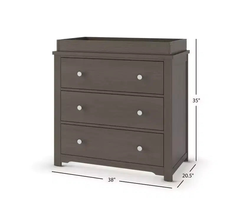 Child Craft Scout 3-Piece Nursery Set with 4-in-1 Convertible Crib, Dresser with Changing Table Topper, and Cozy Glider
