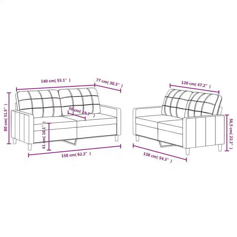 vidaXL 2 Piece Sofa Set with Pillows Dark Gray Fabric
