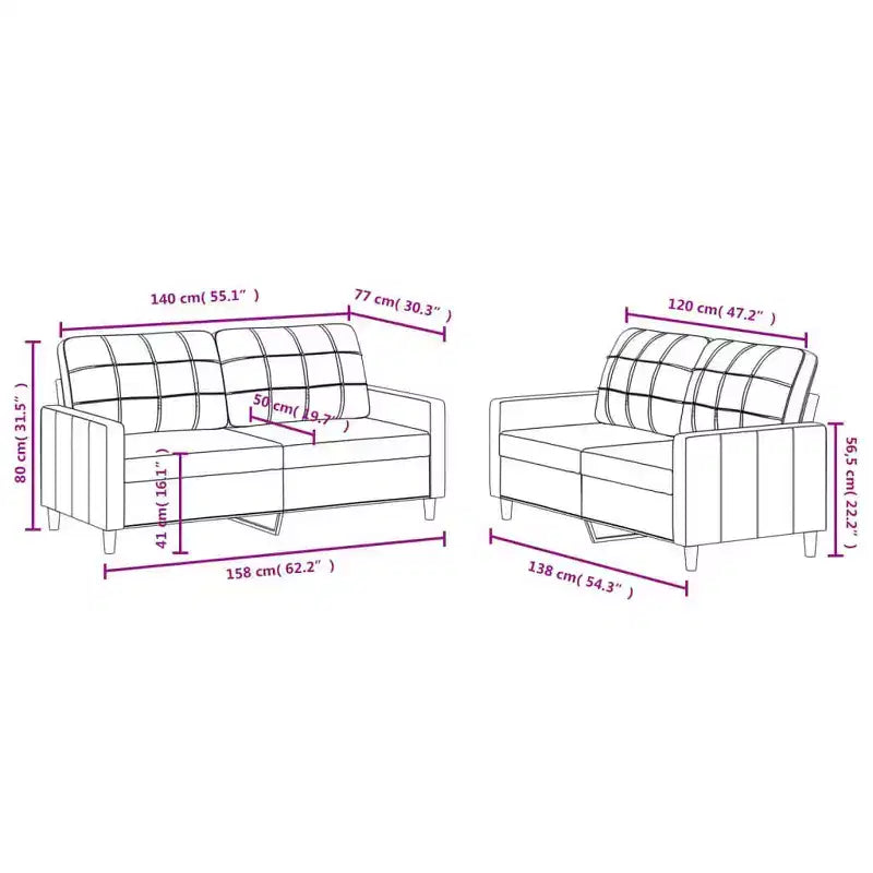 vidaXL 2 Piece Sofa Set with Pillows Dark Gray Fabric