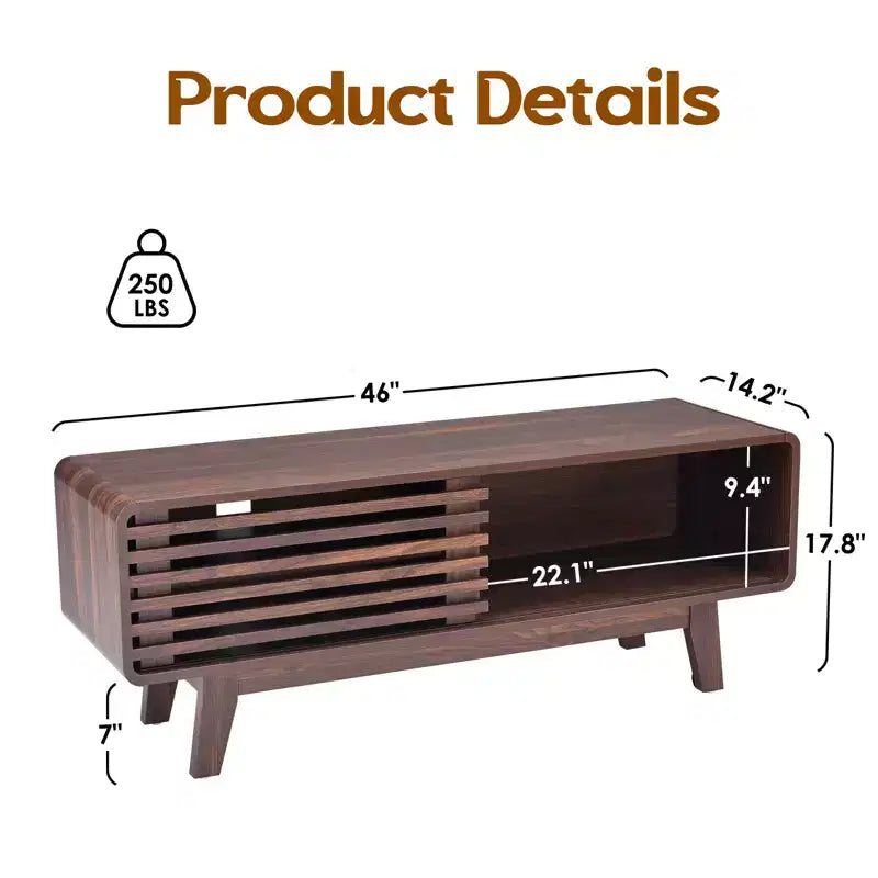 JVNOXK TV Stand for TV Up to 59 Inch, Entertainment Center with Storage Cabinet and Sliding Door, Mid-Modern Century Console Table for Living Room