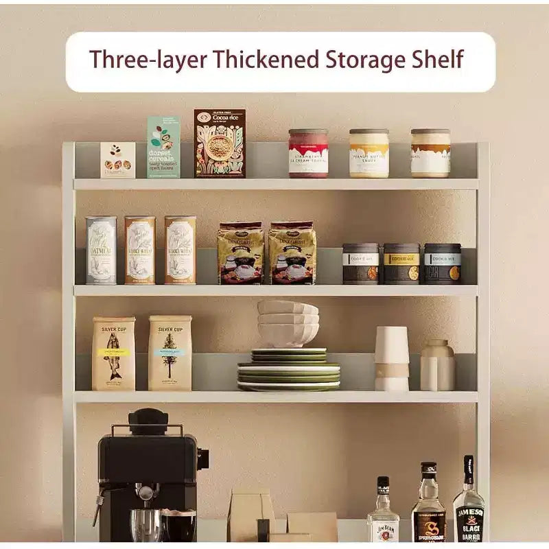 6-Tier Kitchen Bakers Rack With Storage Cabinet Microwave Oven Stand Pantry Hutch With Door Tall Versatile Storage Shelf Farmhouse Coffee Bar Cabinet