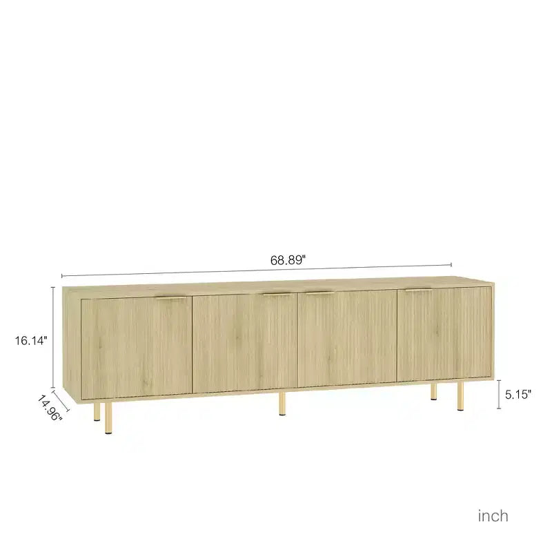 GDFStudio Fei 69 Modern Wooden Fluted TV Stand with Storage Doors