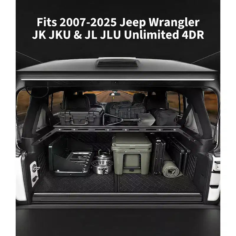 Heavy-Duty Rear Trunk Cargo Storage Rack for 2007-2025 Wrangler JK JKU JL JLU Unlimited 4DR  350LBS Carbon Steel Luggage Rack  Easy Installation