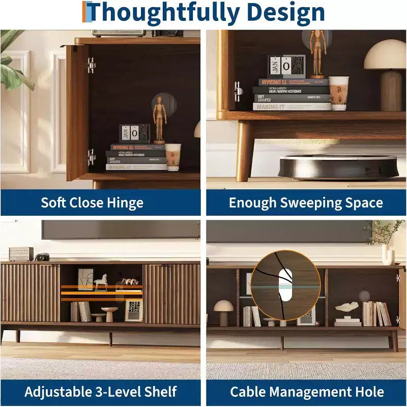 Wave 2-Door TV Stand, Living Room, Storage Cabinet, Entertainment Center, Living Room Furniture