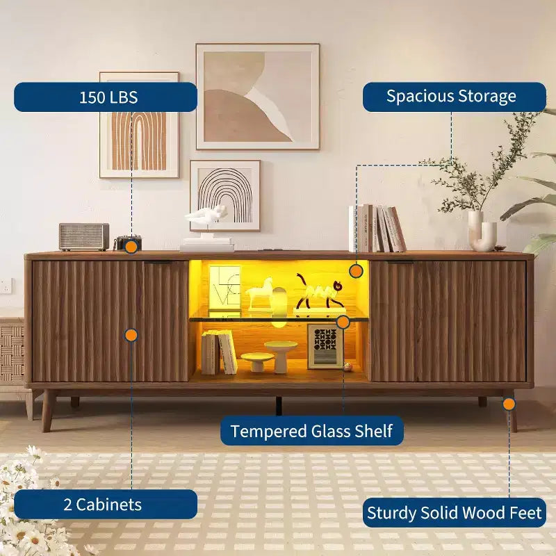 Wave 2-Door TV Stand, Living Room, Storage Cabinet, Entertainment Center, Living Room Furniture